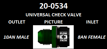 Radium Engineering Universal Check Valve Kit 8AN 20-0534-08