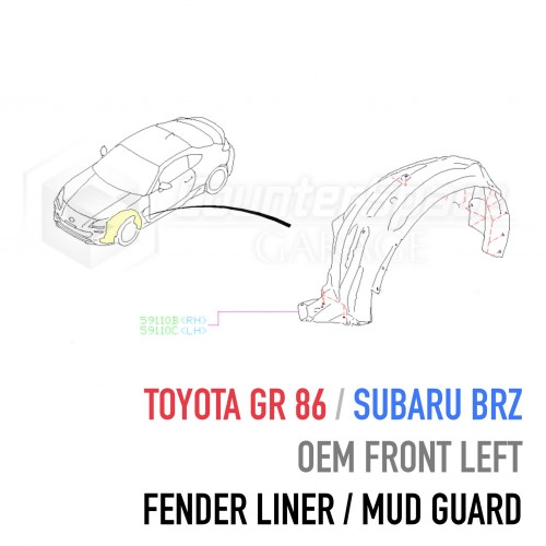 FRONT LEFT OEM Fender Liner / Mud Guard - Subaru BRZ / Toyota GR 86 - 59110CC010